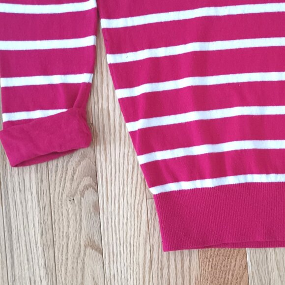 VTG Y2K Abercrombie Women Sweater Pink White Striped Pullover Crewneck Preppy S - Picture 4 of 5